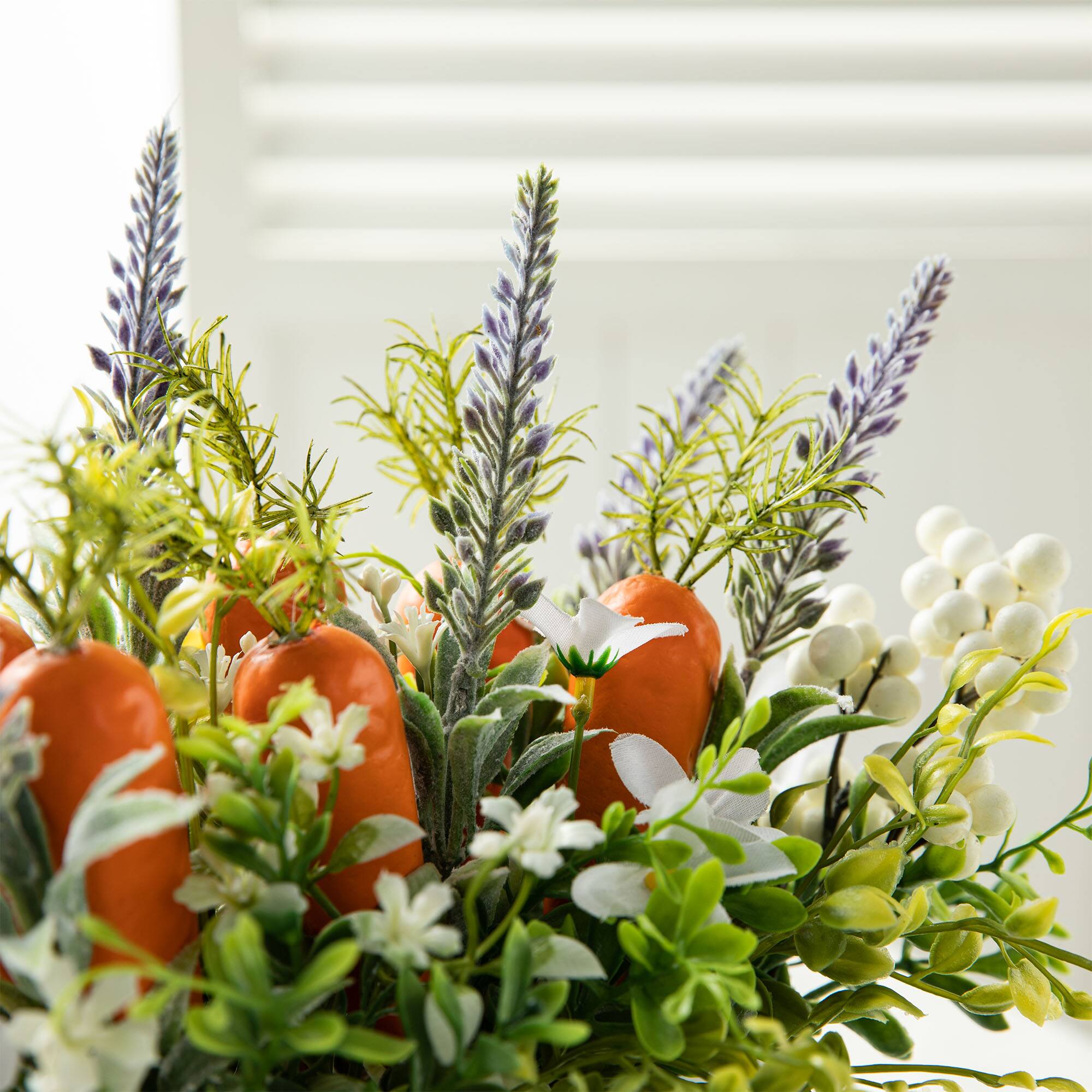 Glitzhome® 12.5" Easter Carrot Metal Wagon Centerpiece